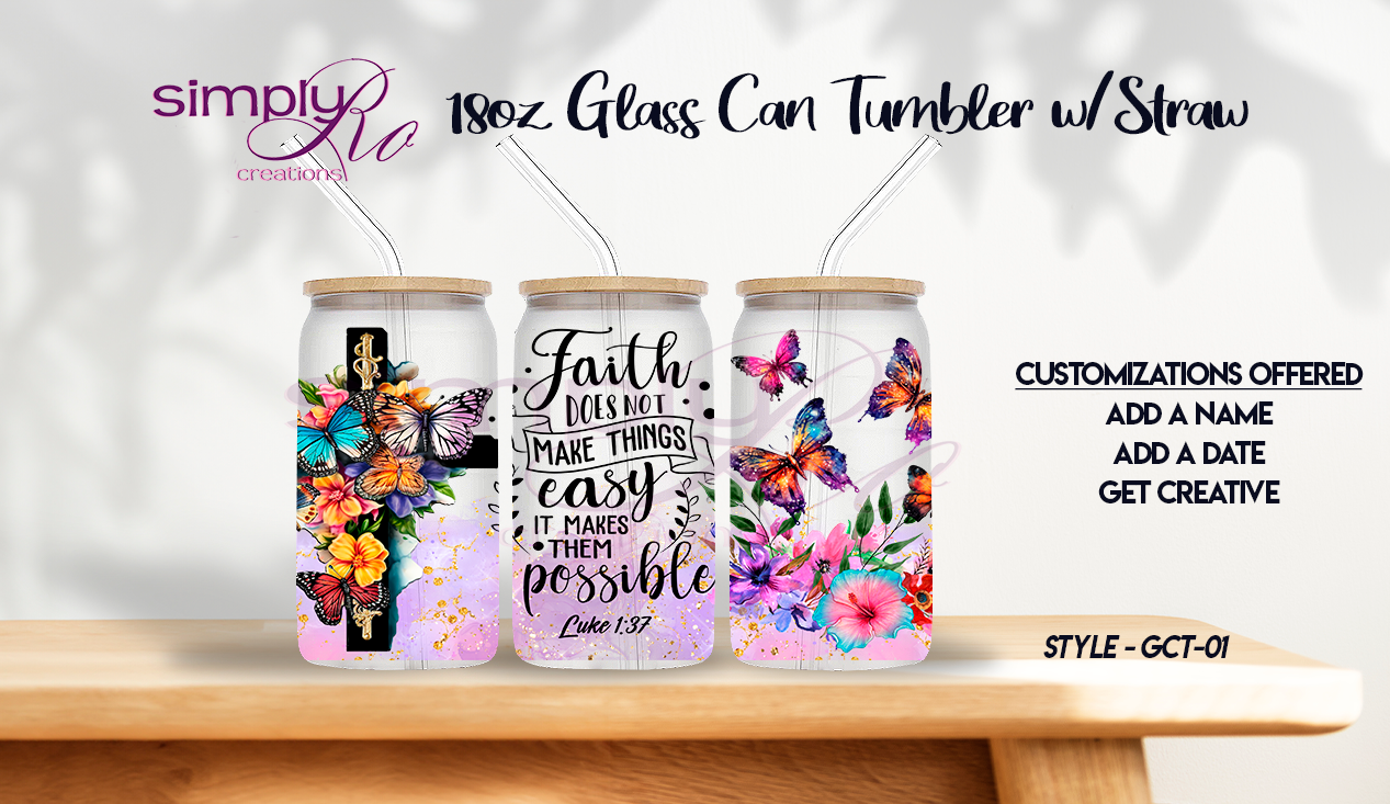 Tumbler 18oz Frosted Glass Can – SimplyRo Creations